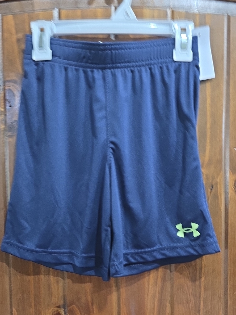 Under Armour Navy Athletic Shorts with Lime Logo